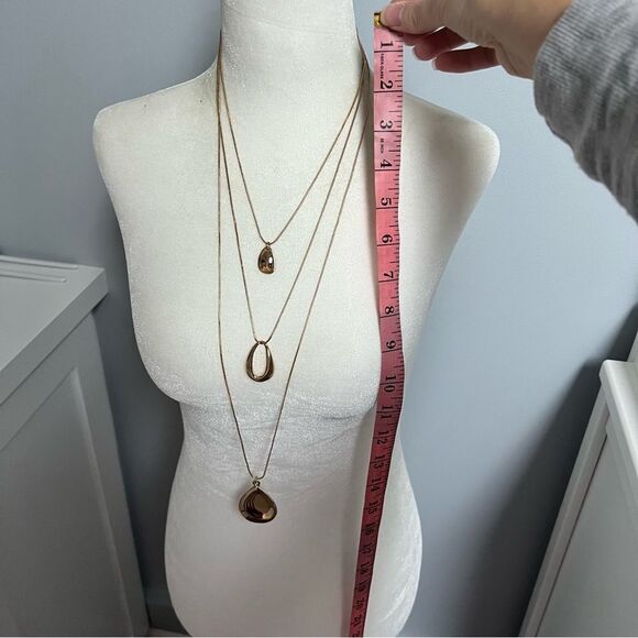 🍭4/$20 New Nordstrom 14th & Union Three Layer Gold Tone Pendant Necklace - Picture 6 of 8